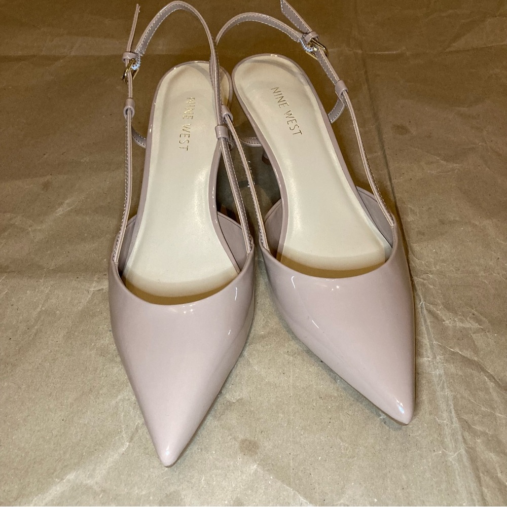 Nine West Blush Patent Pointed-Toe Slingback Flats